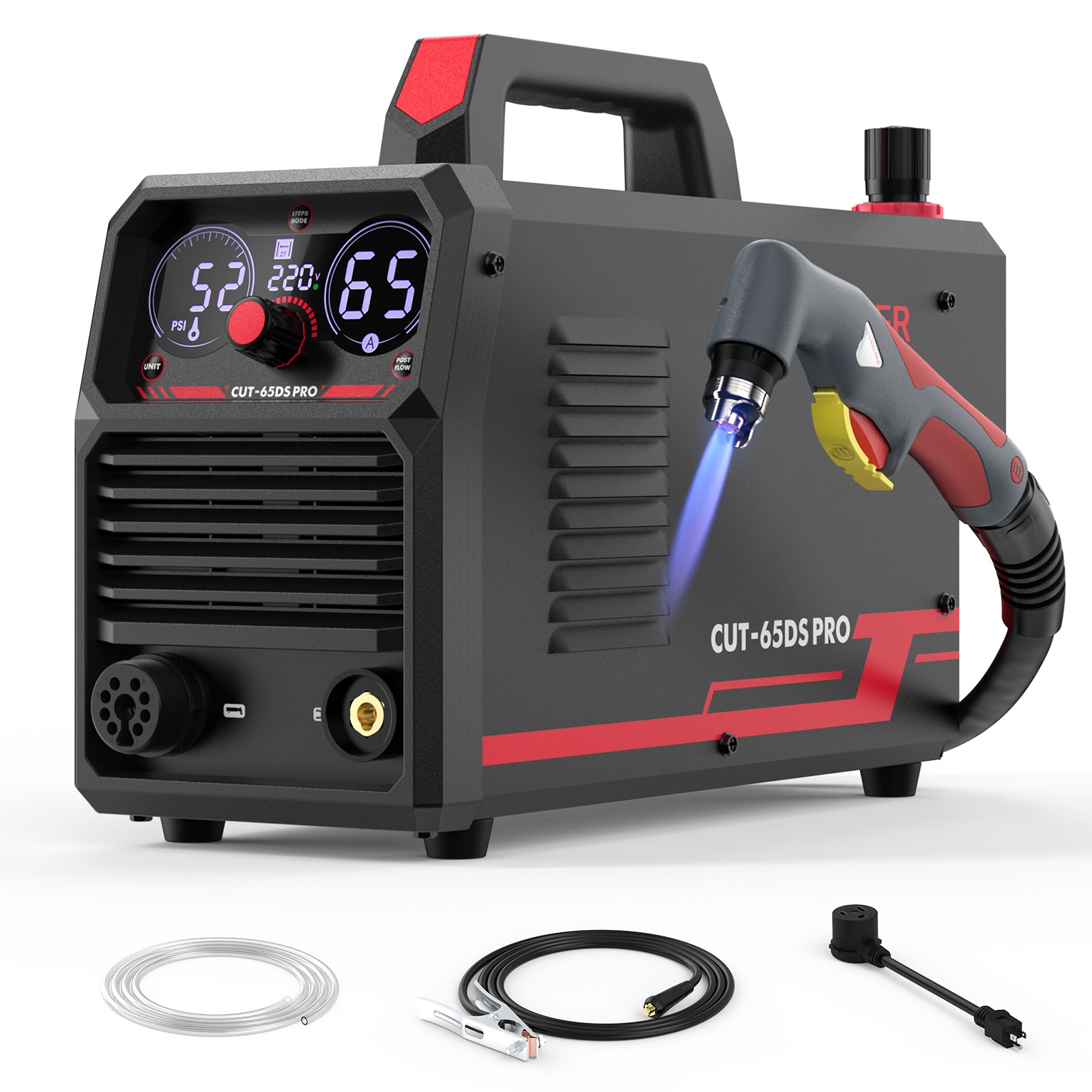 65Amp Plasma Cutter Non-HF Pilot Arc, Dual Voltage 110V/220V, Digital Display