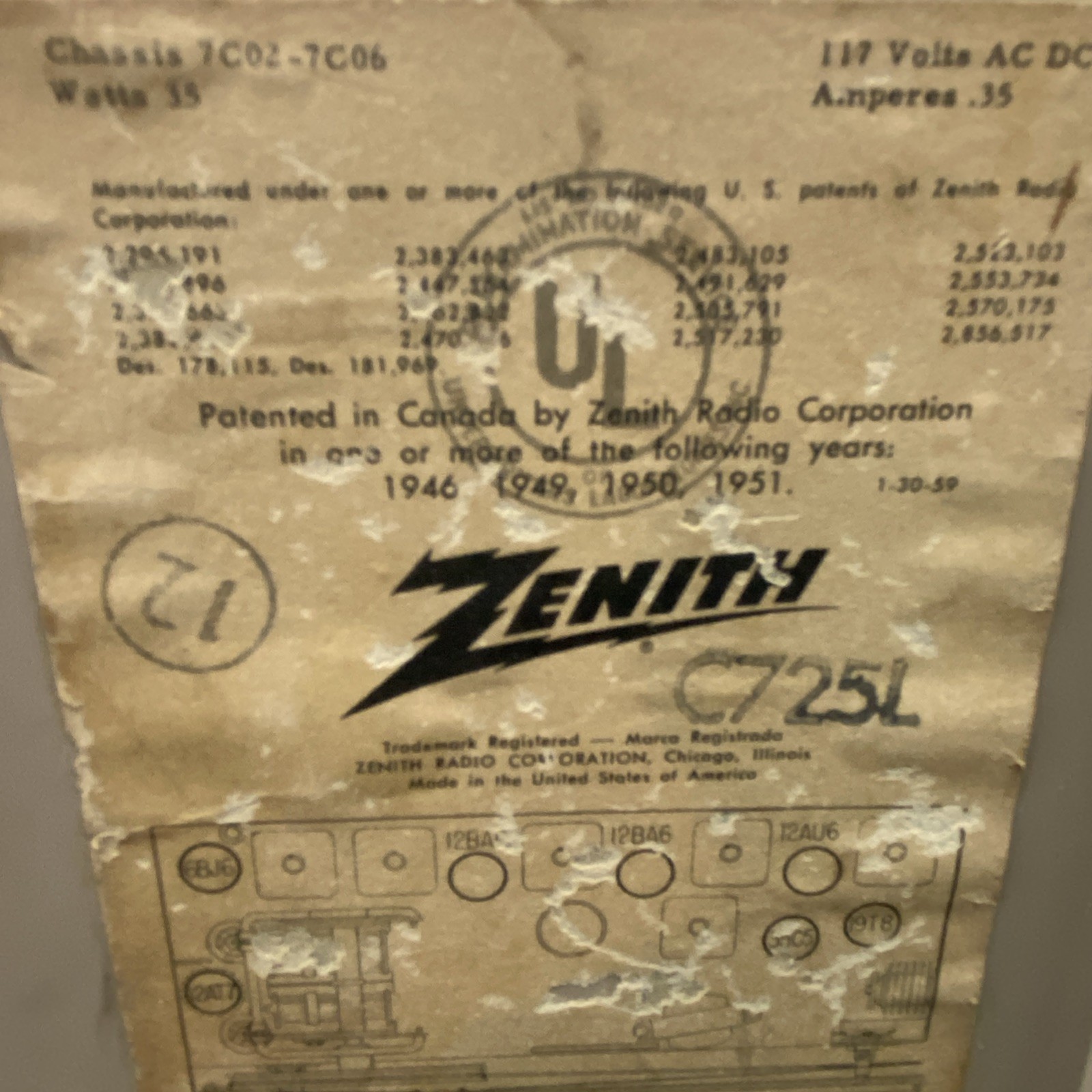 ZENITH AUTOMATIC FREQUENCY CONTROL GREEN TUBE RADIO (TESTED) Works VINTAGE 1950s