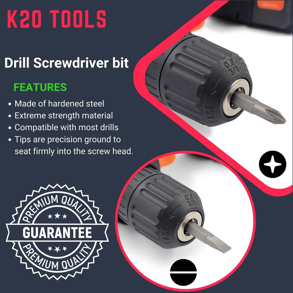 1/4 Hex Screwdriver Bit Set for Drill - Double Ended Driver for Phillips and