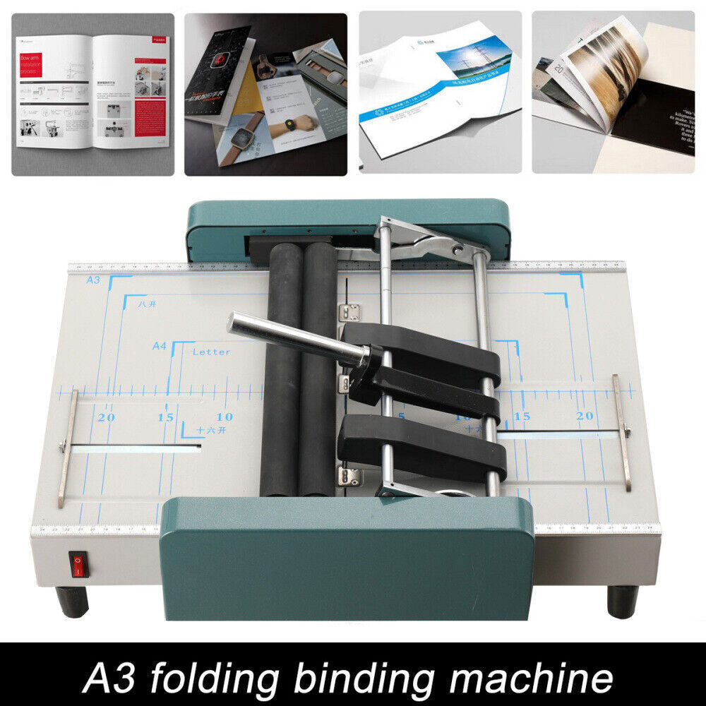 60W A3 Booklet Folding Binding Machine Paper Stapling Making Book Stapler 220V