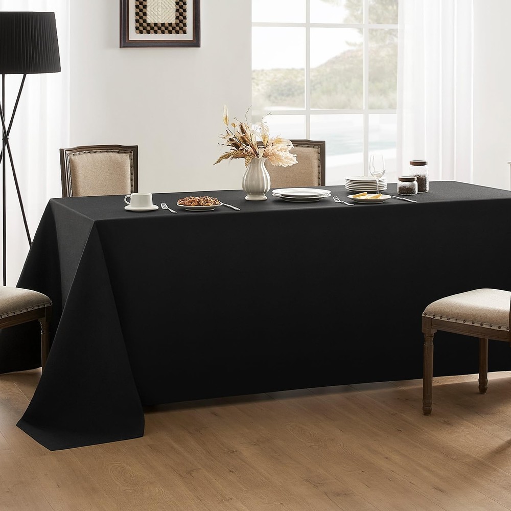 Rectangular Tablecloths 90x132 Inch 2 Pack Black Polyester Table Cloths for D...