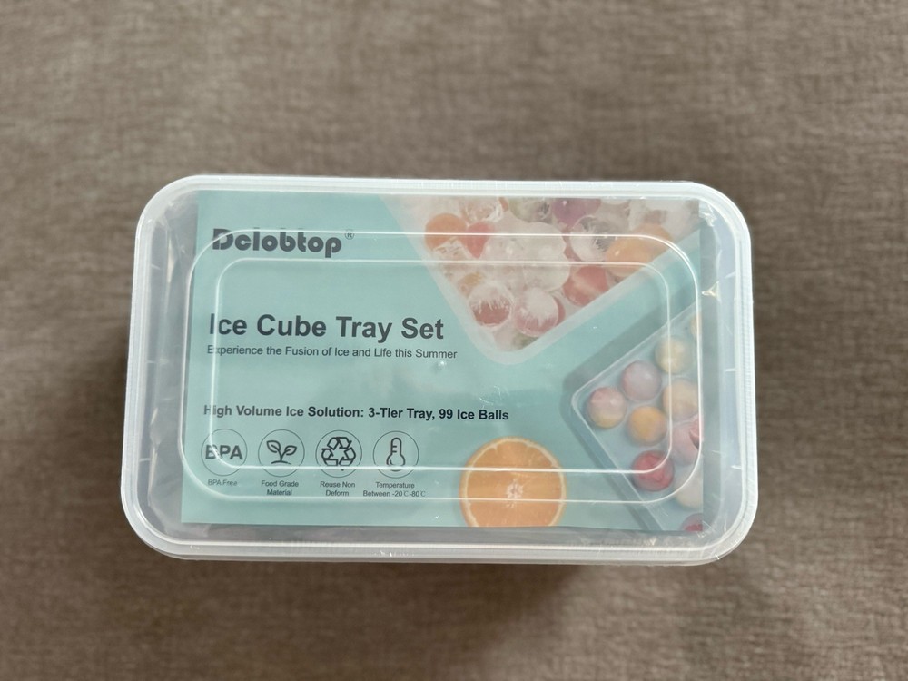 DclobTop Stackable Round Ice Cube Tray Set with Lid & Bin – Create 99PCS Round