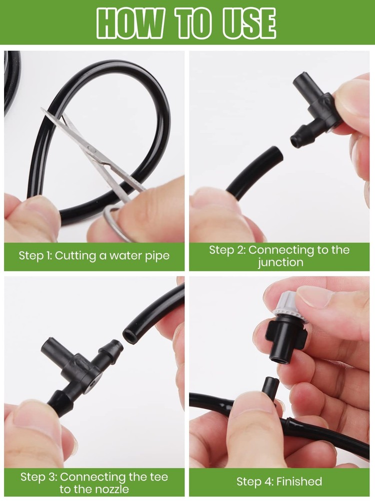 50 Pairs Misting Drippers Head Atomizing Sprinkler With Tee Joints Adjustable Eq