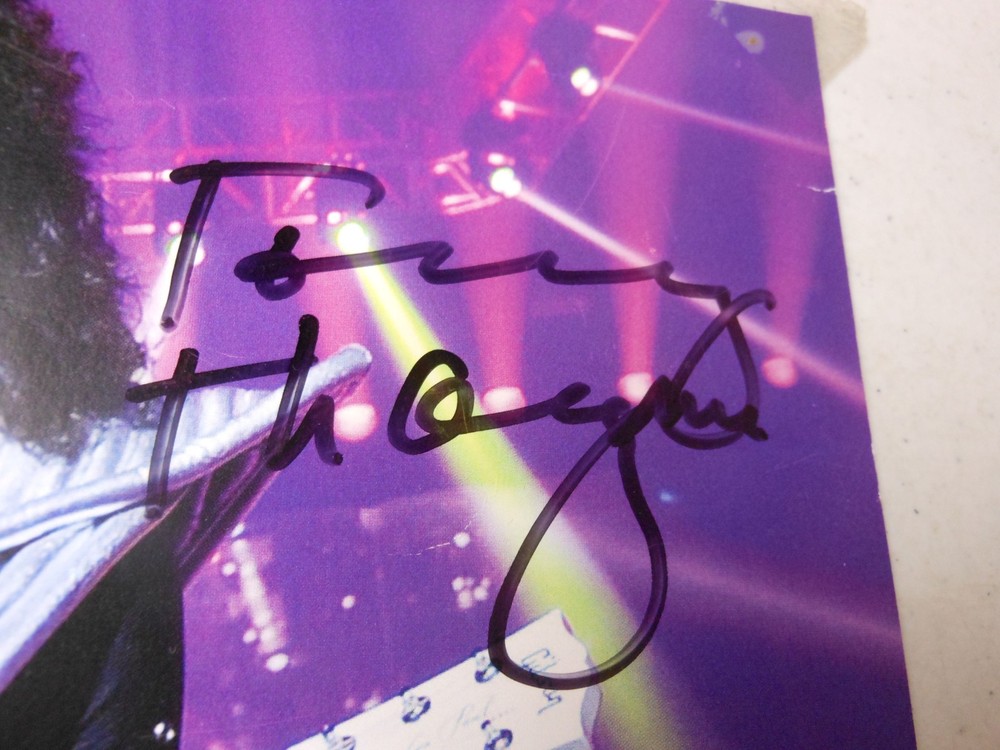 Tommy Thayer Signed 8X10 Photo with Guitar Pic ROUGH CONDITION