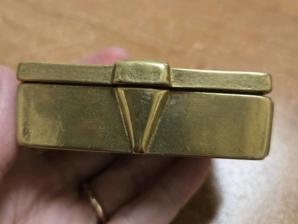 Solid Brass Double Stamp Box Holder/ Trinket Box Vintage Hinged