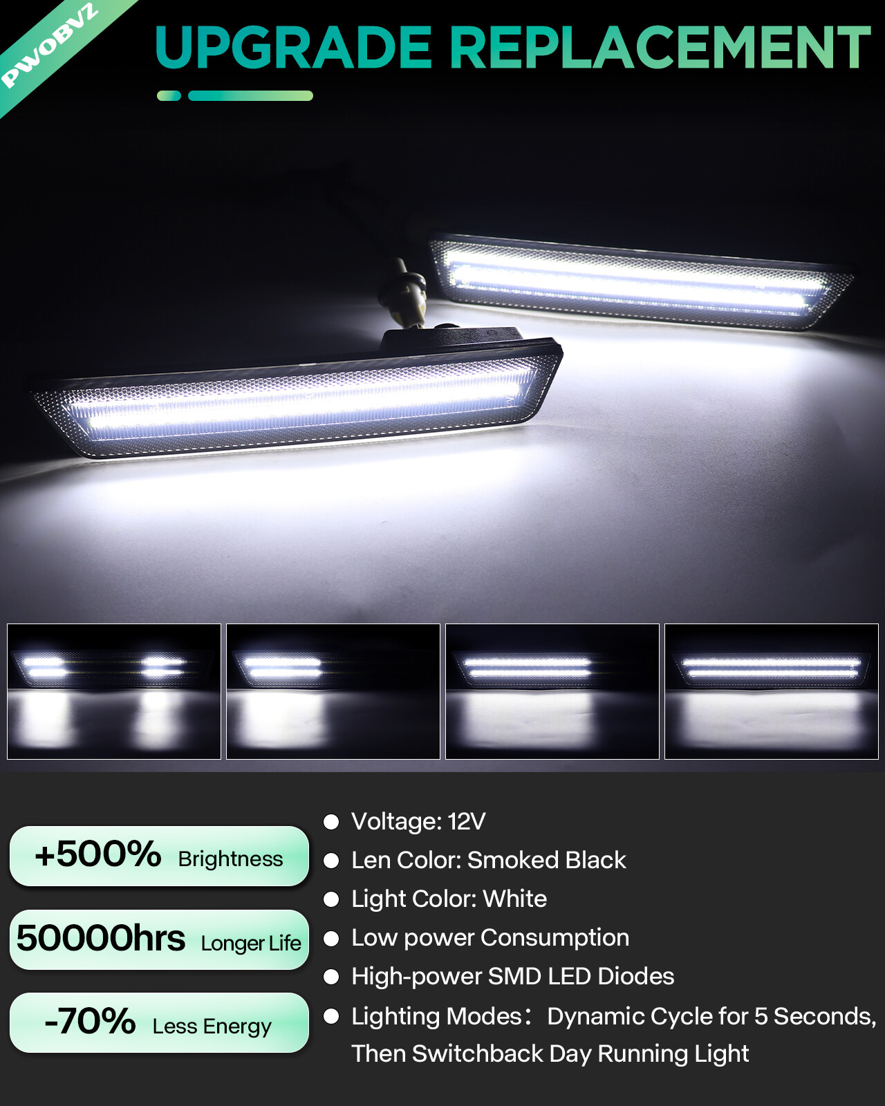 2PCS Dynamic Rear LED Side Marker Lights For Dodge Charger 11-14 Challenge 08-14