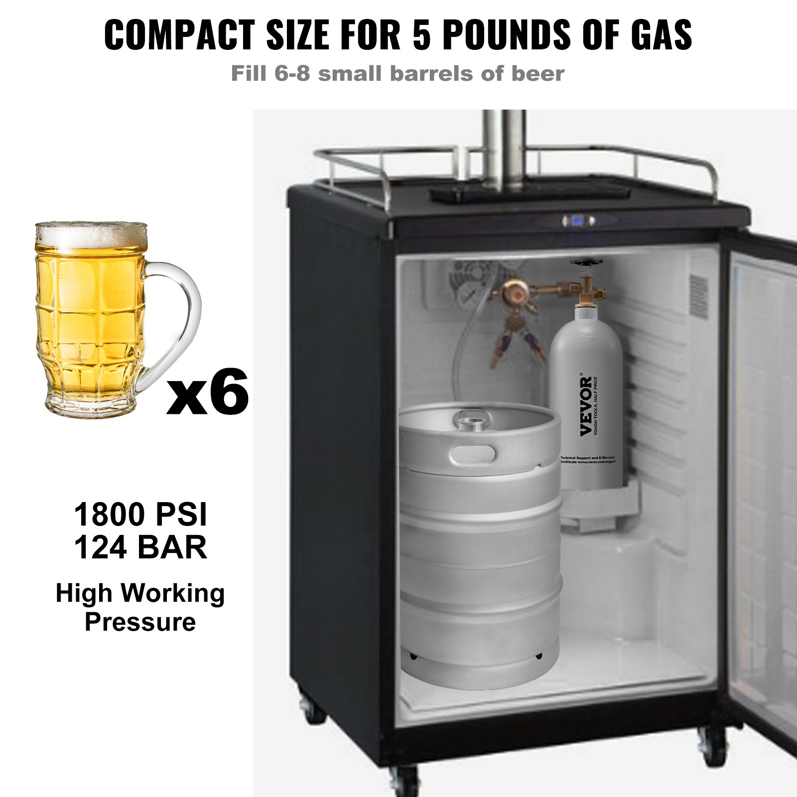 VEVOR 5 Lbs CO2 Tank Aluminum Gas Cylinder with CGA320 Valve For Draft Soda Beer