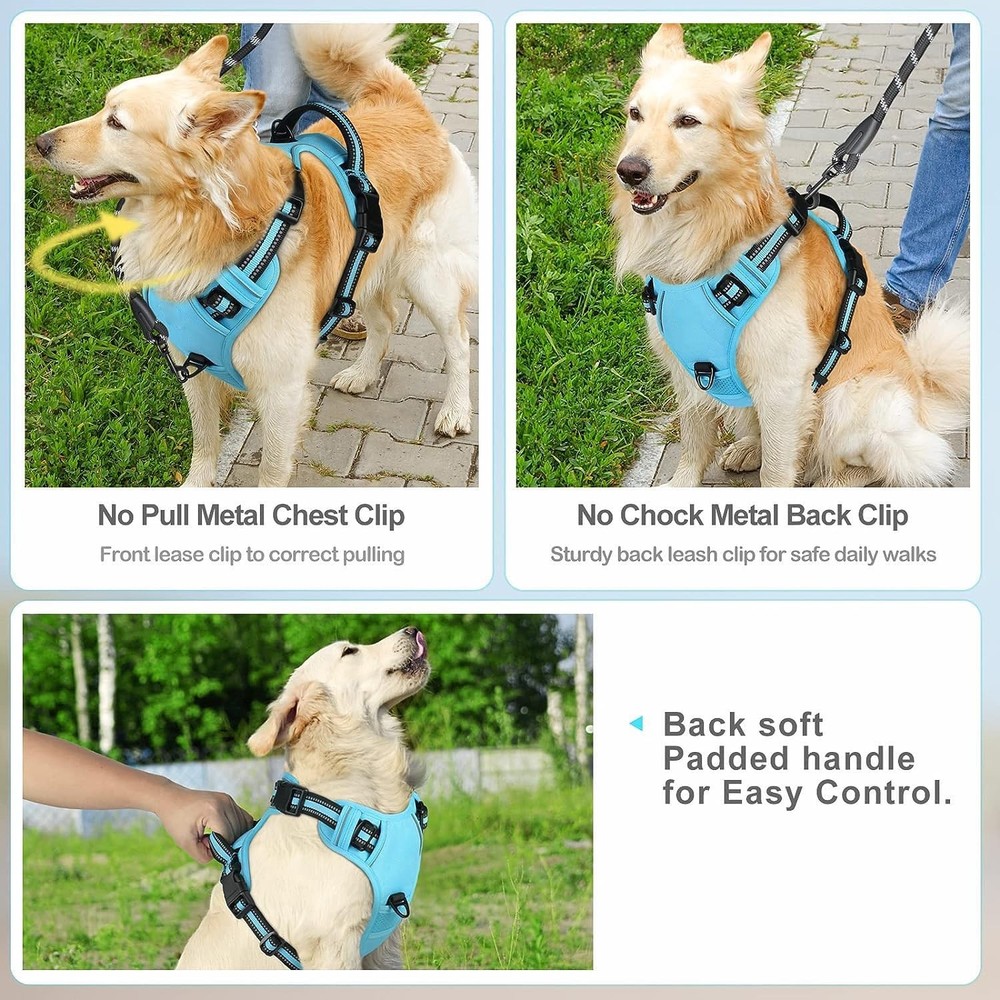 No Pull Dog Harness, Reflective Comfortable Vest Harness with Front & Back Ea...