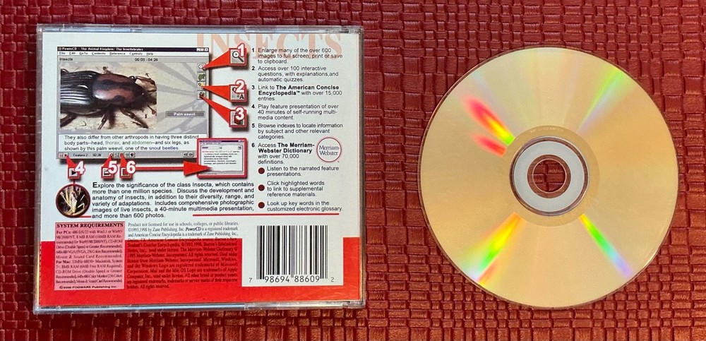 Zane: Insects Springtails through Wasps and Bees CD for Win/Mac PC Rare