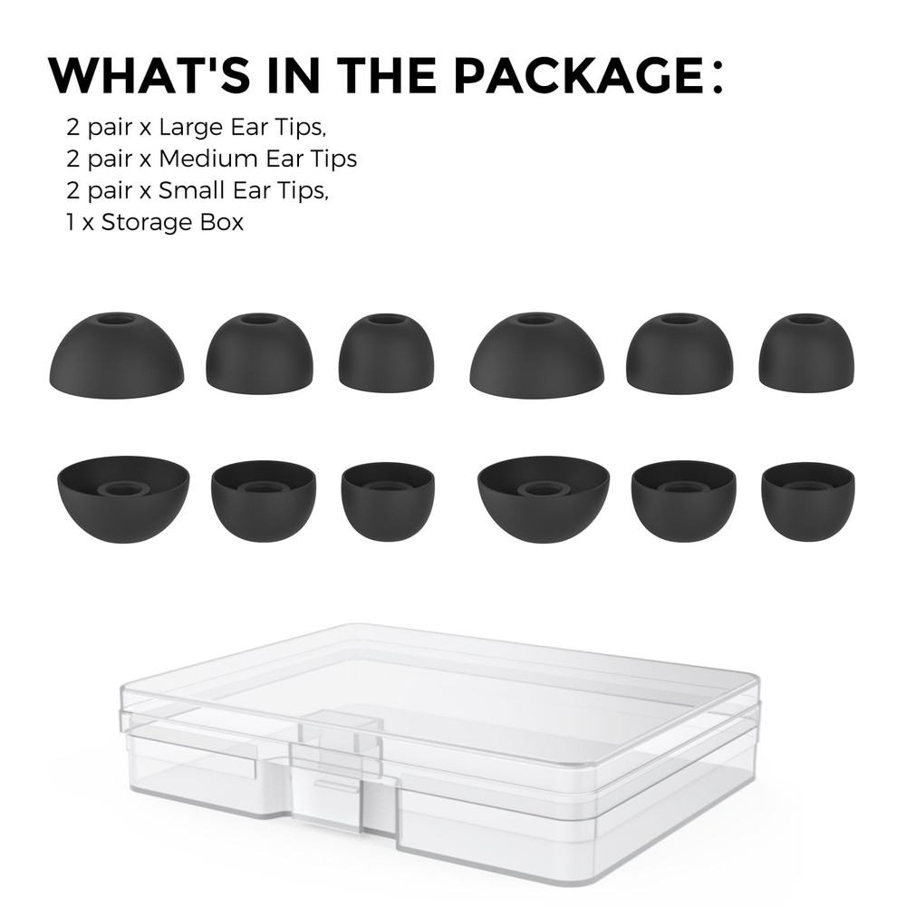 AhaStyle Ear Tips for Beats Studio large, 2 Large+2 Medium+2 Small, Black