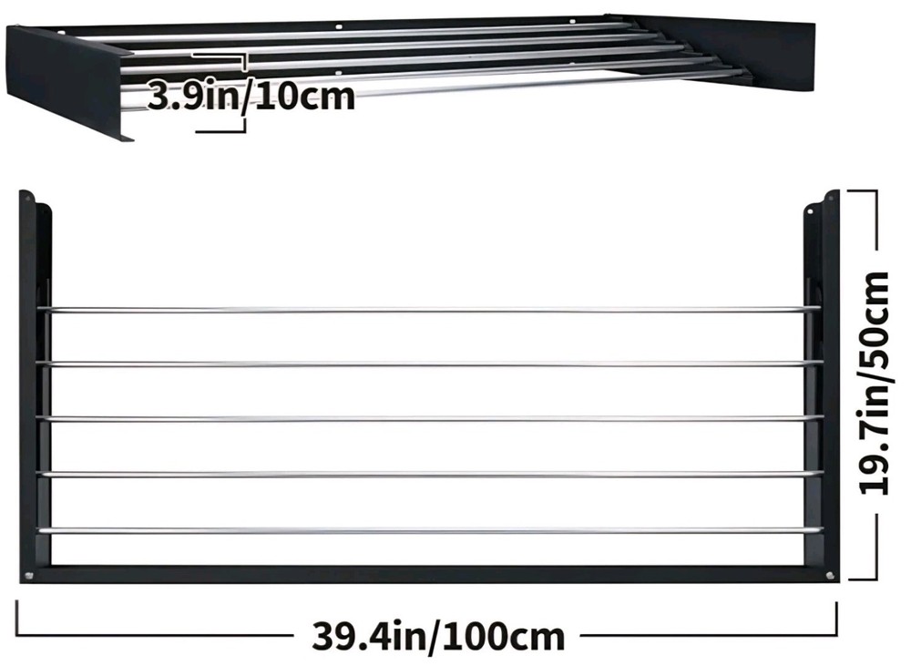Wall Mounted Clothes Drying Rack 40" Folding Laundry Rack for Heavy Duty Use