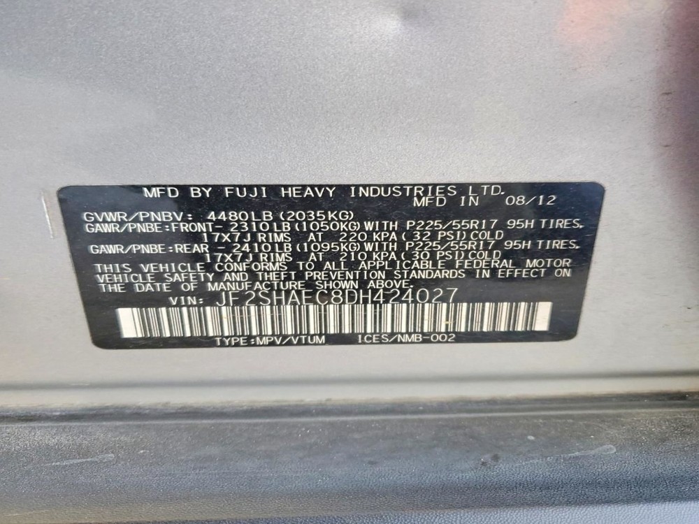 FORESTER 2013 Glove Box 4997829