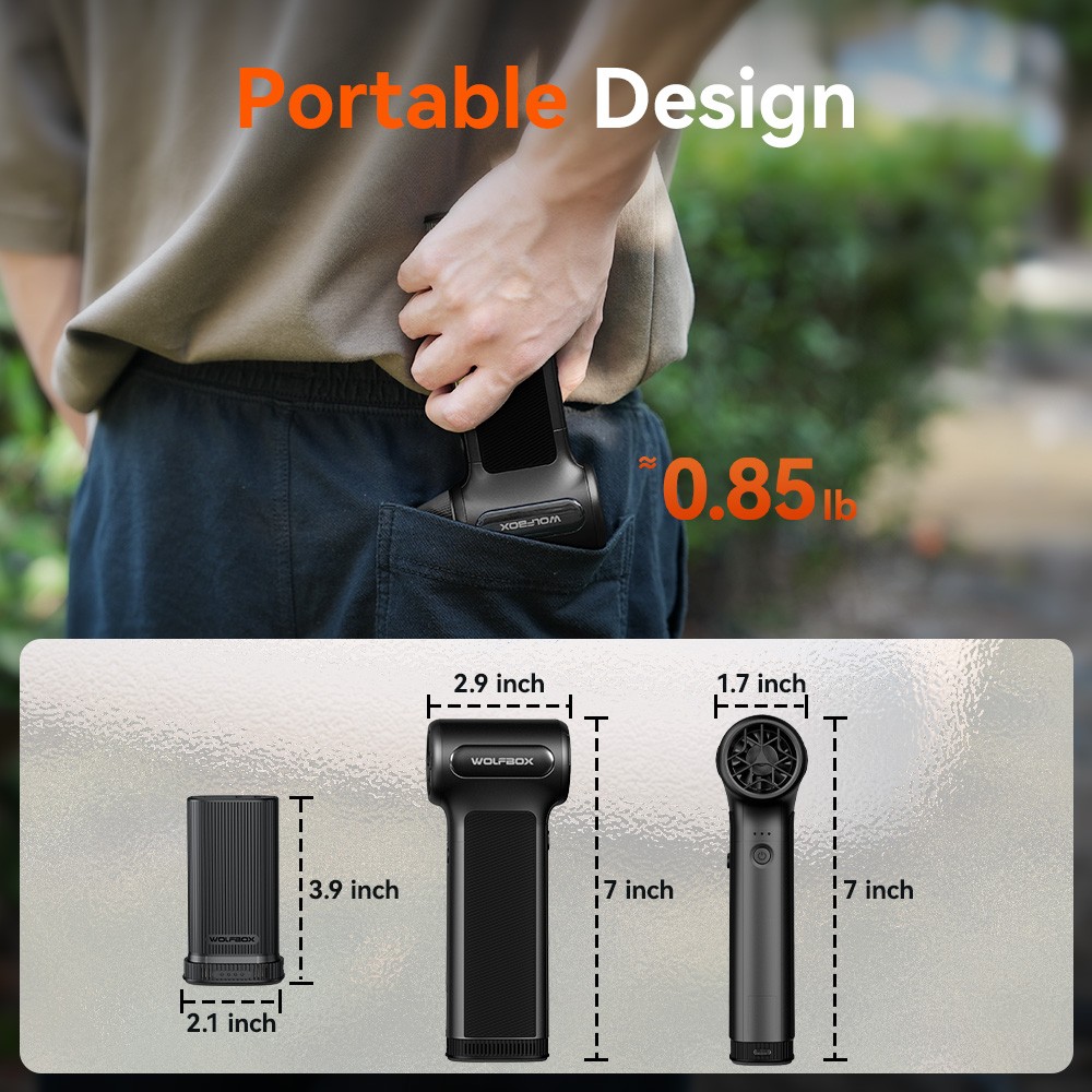 WOLFBOX Handheld DF200 Electric Air Duster w/ Removable Battery Mini Blower NEW