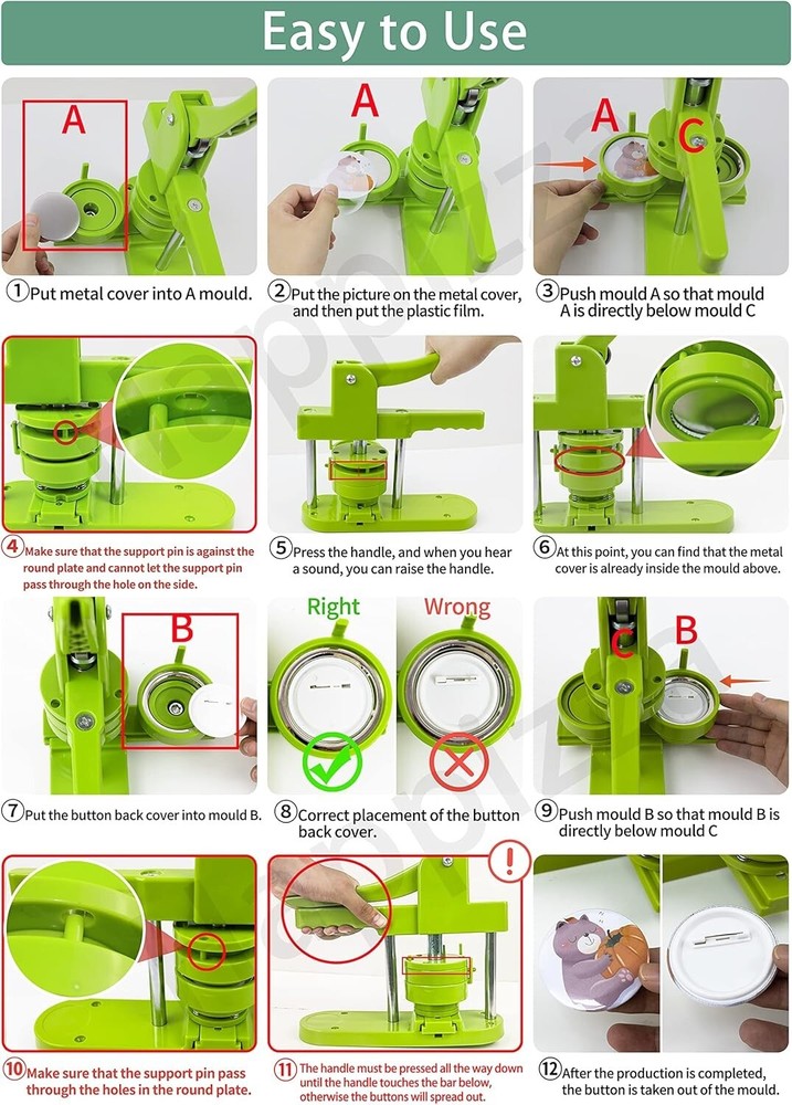 Button Maker Machine Multiple-Sizes - Pin Maker Machine 1.25 inch+2.25 inch, ...