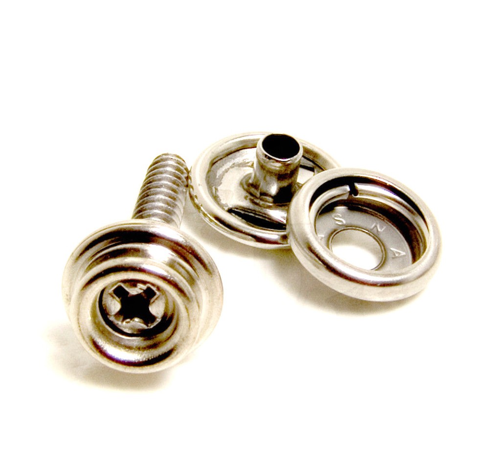 Cap & Socket Snap Set, Stainless Steel w/ 1" Inch Screw Stud 5 Pc. Set