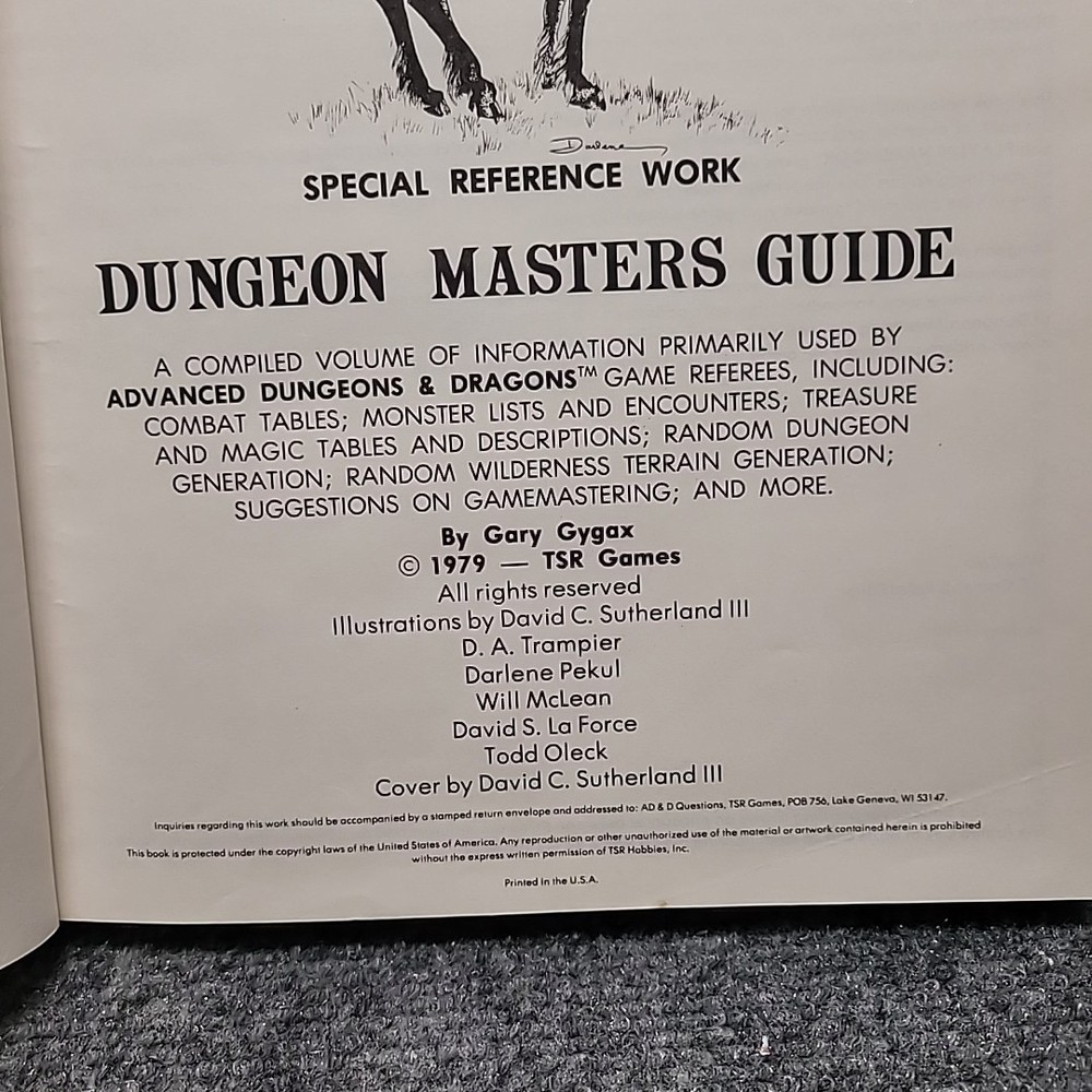 1979 AD&D Advanced Dungeons Dragons Masters Guide 1st Ed 4th Print