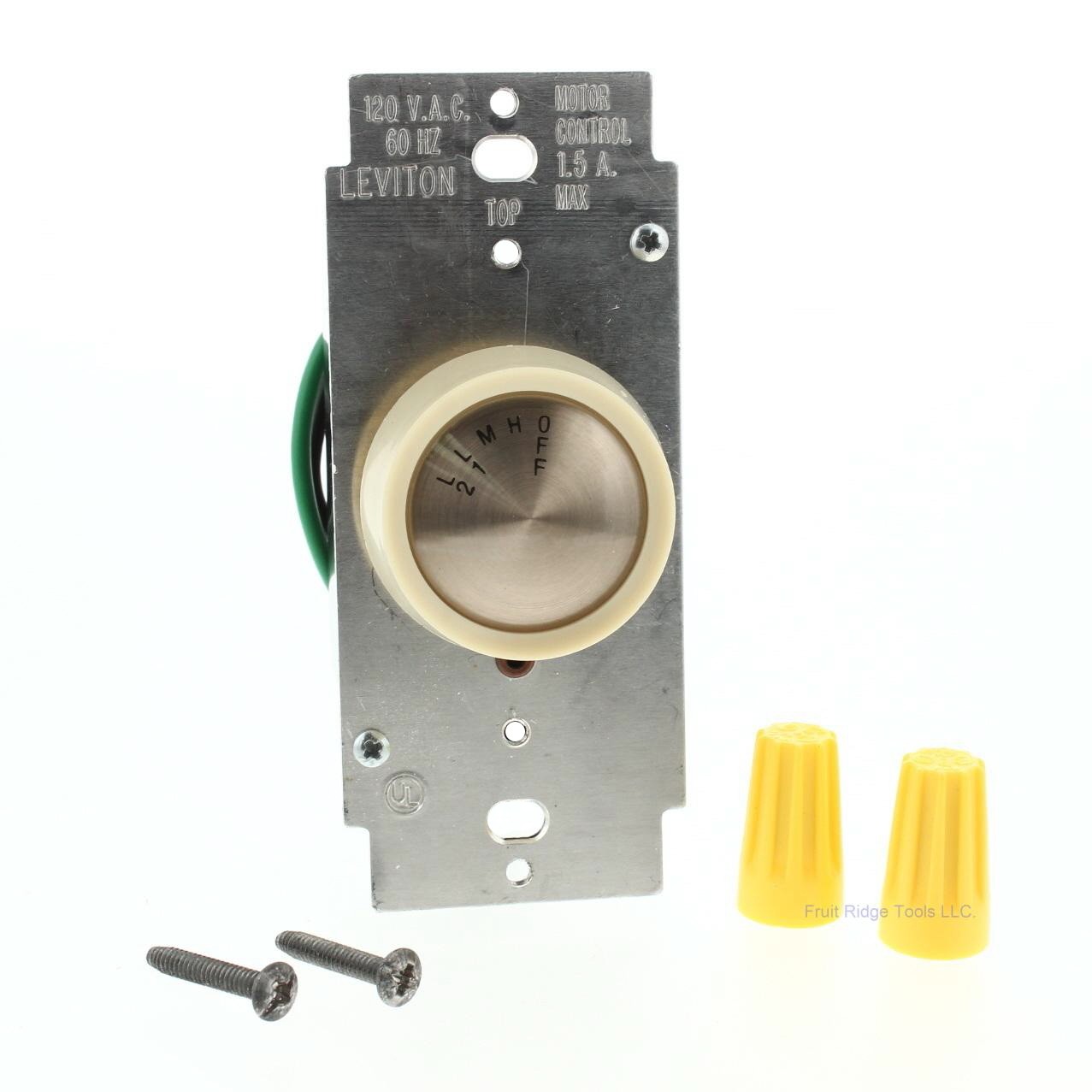 Leviton Ivory Ceiling Fan 4-Speed Quiet Control 1.5A Single Pole ON/OFF 6639-I