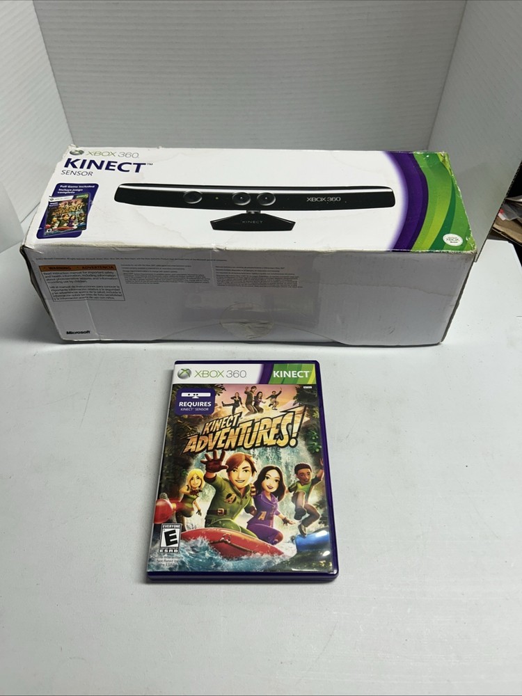 Kinect Sensor + Kinect Adventures! Game Bundle XBOX 360 Tested + Working + Box