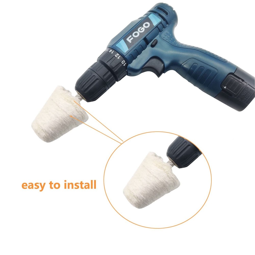 Ceramic & Wool Buffing Pad Kit - 11 pcs for Electric Drill & Precision Polishing