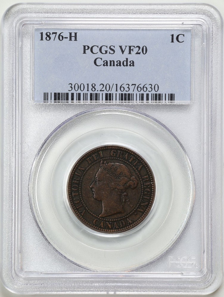 Canada 1876-H 1C Large Cent VF20 PCGS 16376630