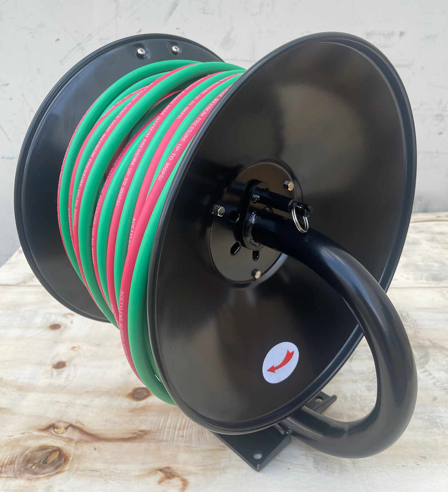 300psi 100' Manual Twin Oxy Acetylene Welding Hose Reel Mount w/100ft Weld Hoses