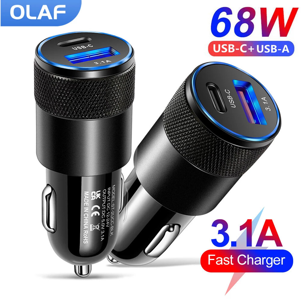 Car Charger 68W PD USB Type C Fast Charging Car Phone Adapter