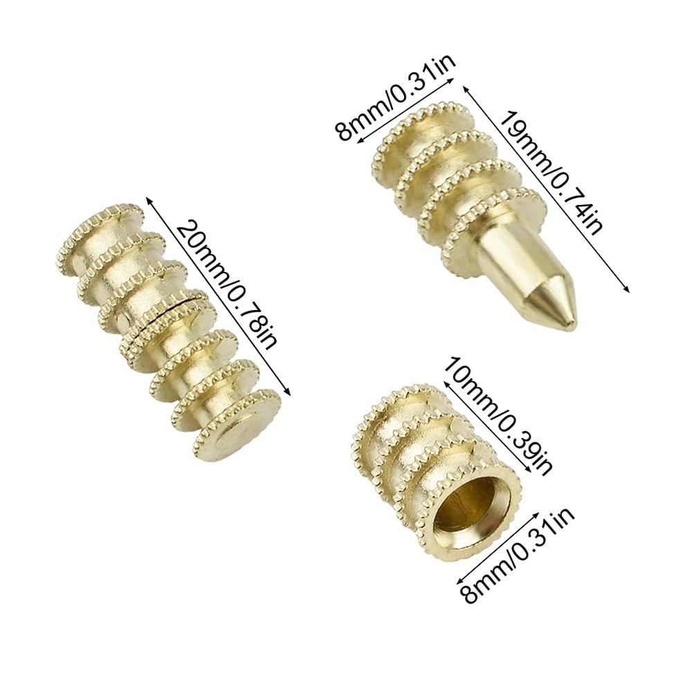 15pcs Brass Table Leaf Dowel Pin Table Bolt Sleeve Connectors Table Leaf Hard...