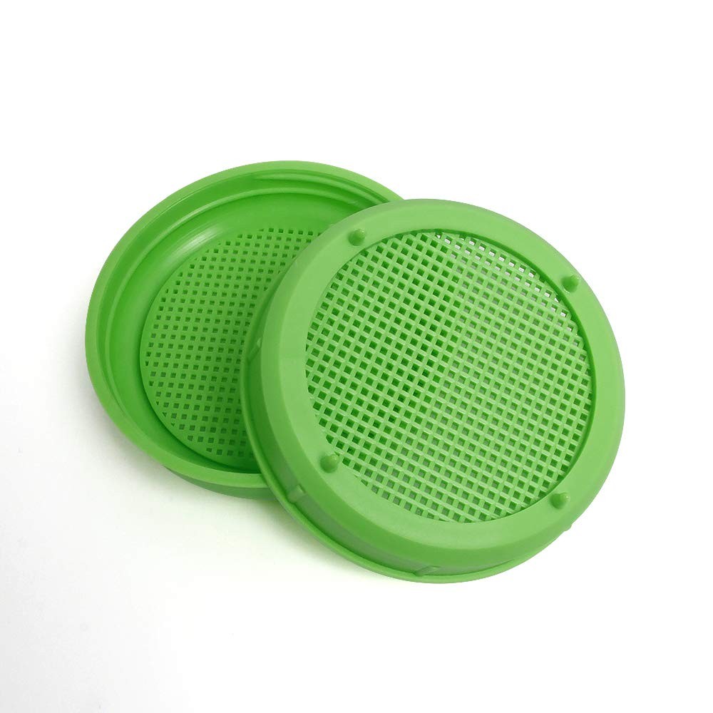 Picowe Plastic Sprouting Lids, Jar Strainer Lid, 8 x Green