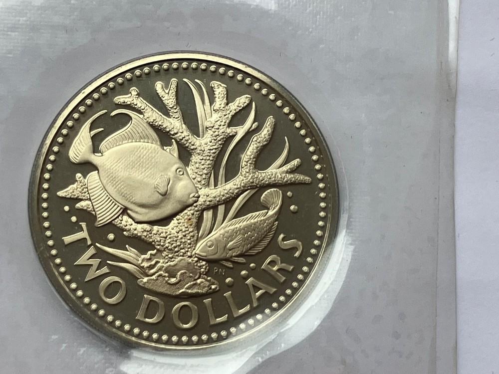 1973 BARBADOS $2 PROOF TWO 2 DOLLAR COIN