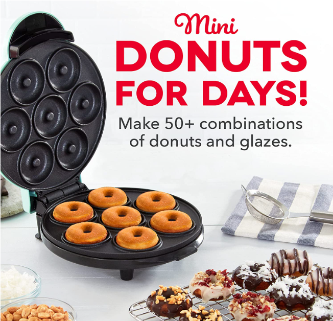 DASH Mini Donut Maker Machine for Kid-Friendly Breakfast, Snacks, Desserts &...