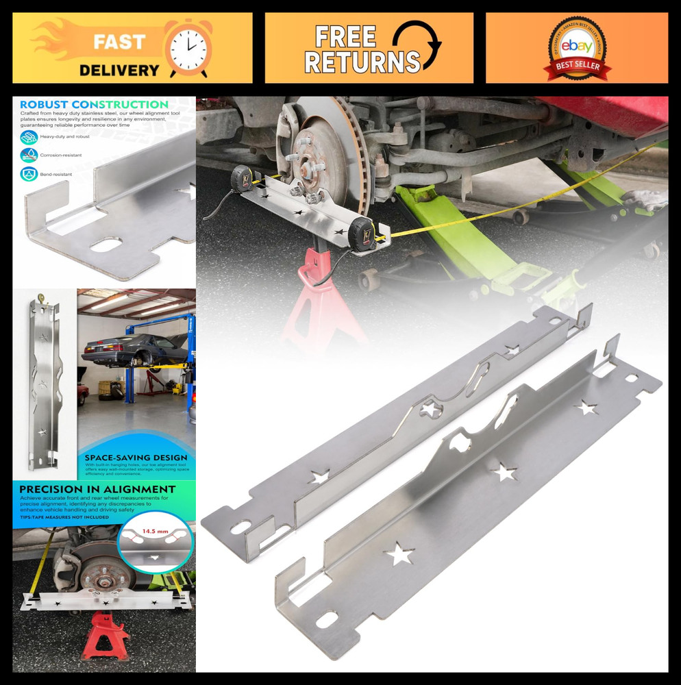 Stainless Steel Wheel Alignment Tool Plate - Premium Toe Alignment with Hanging