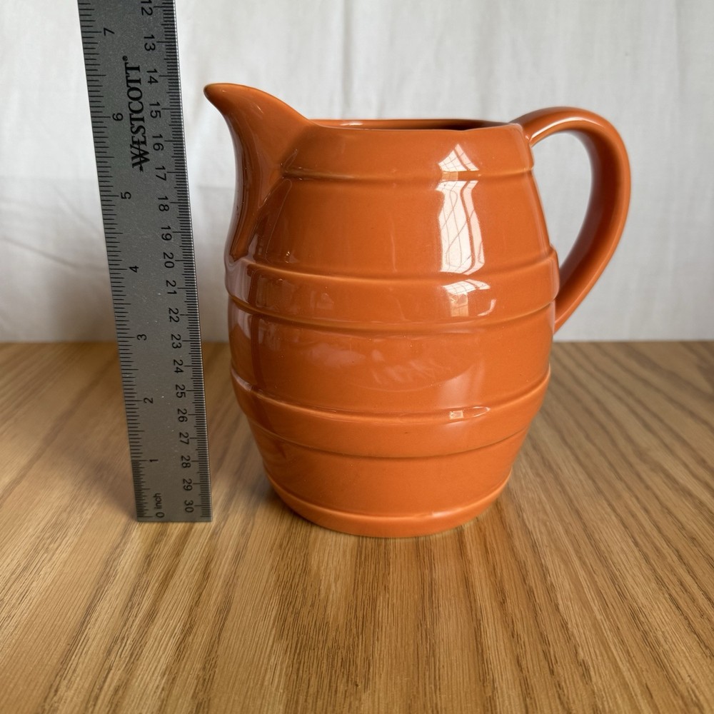 Stoneware Ceramic Pitcher With Handle 42 fl. oz. FTD Orange