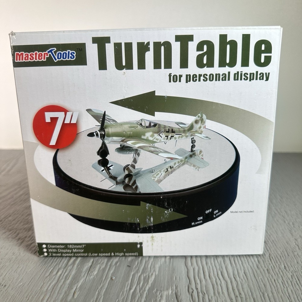 Master Tools 7” Motorized Display Turntable w/ Mirror Base 2-Speed Rotation NIB