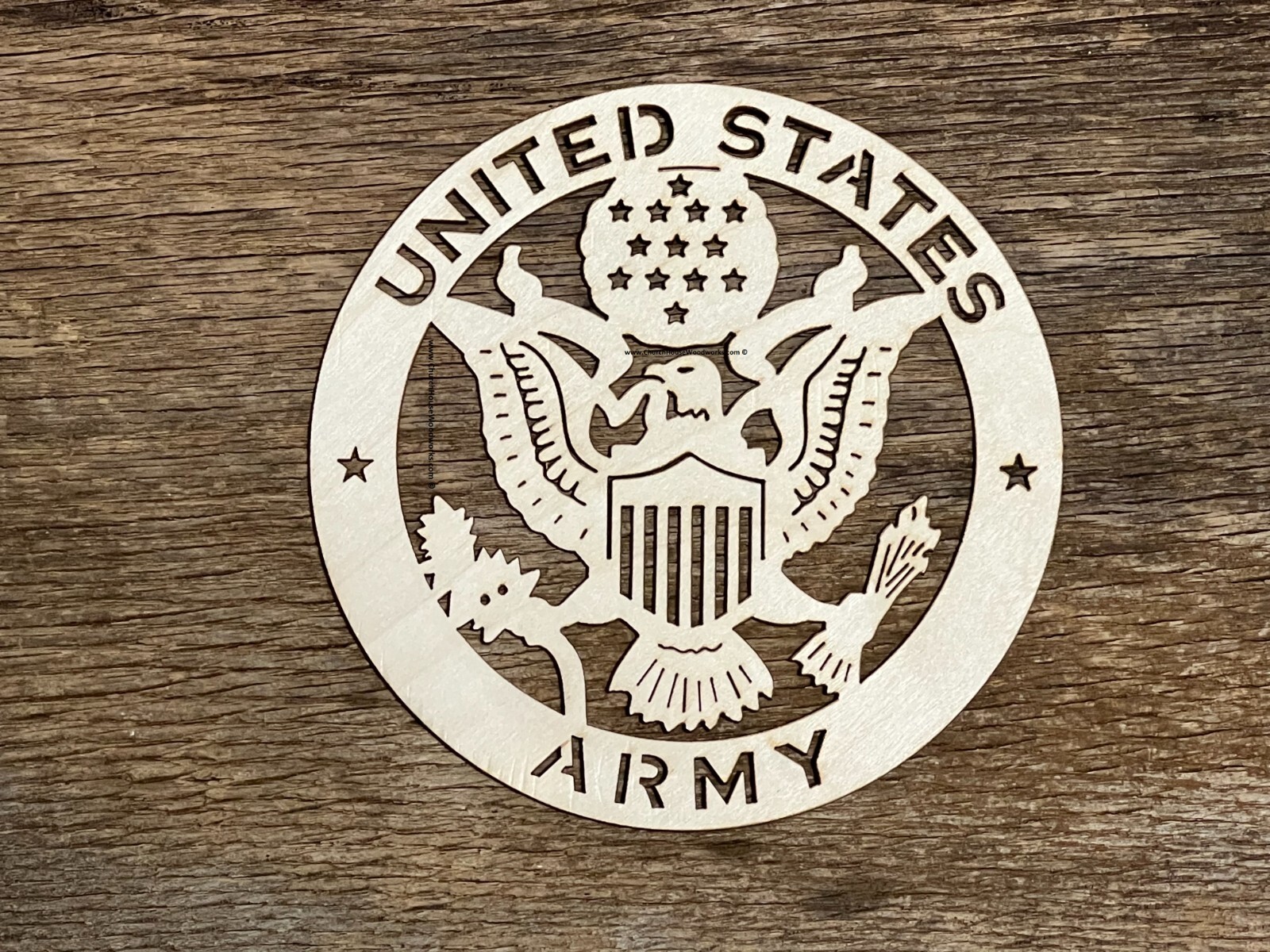 Wood Army Laser Cut Military Insignia Emblem Logo Plaque US Armed Forces