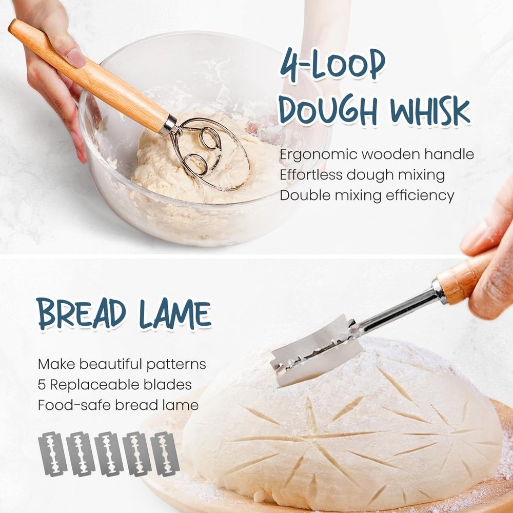 Complete Sourdough Baking Kit: 9" & 10" Rattan Proofing Baskets + Essentials