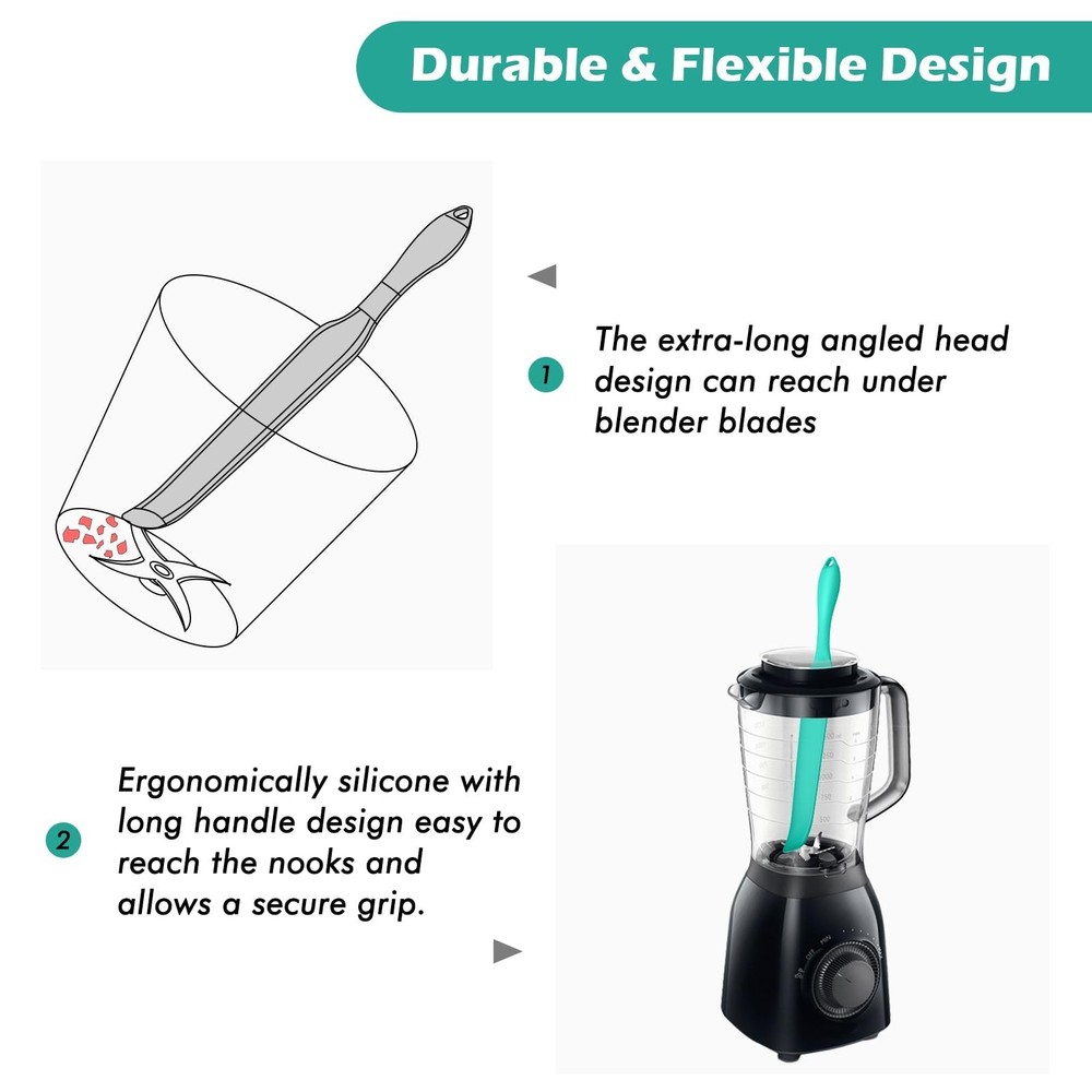 Demao Silicone Blender Spatula & Scraper - Under-Blade & Jar Accessory with L...