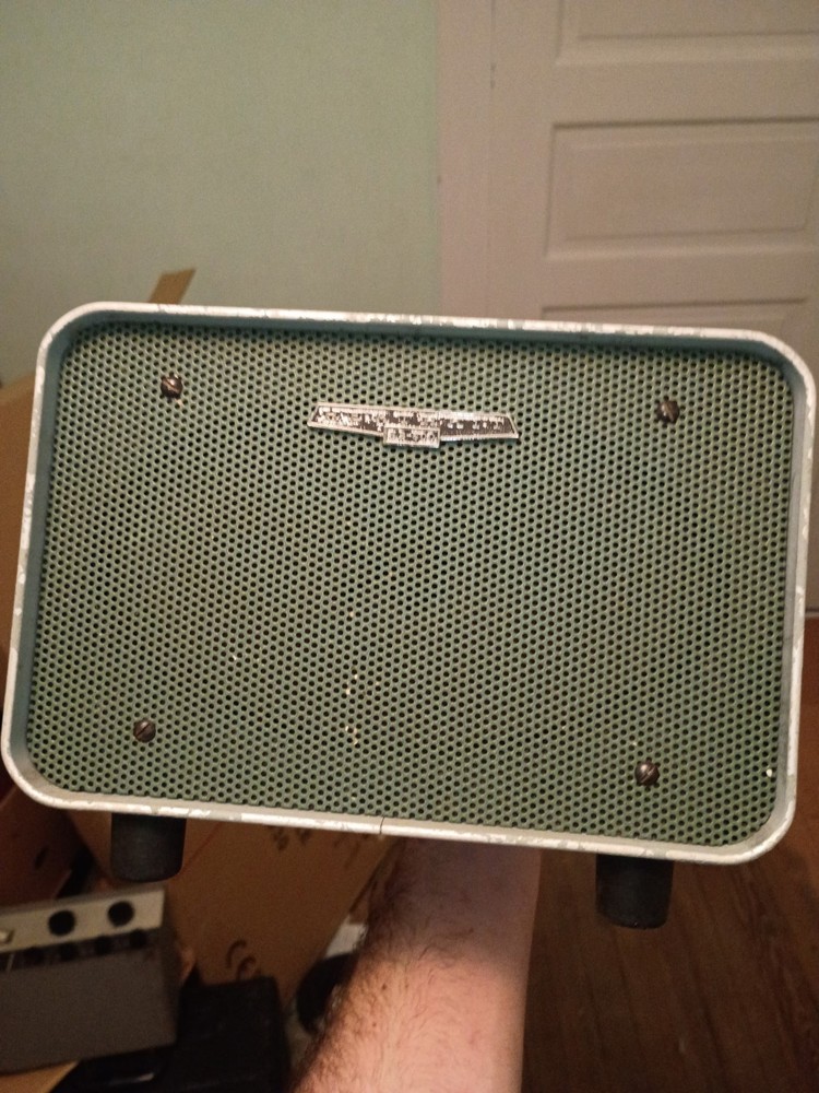 Hallicrafters Radio Communication Speaker Green Silver Metal Rectangular