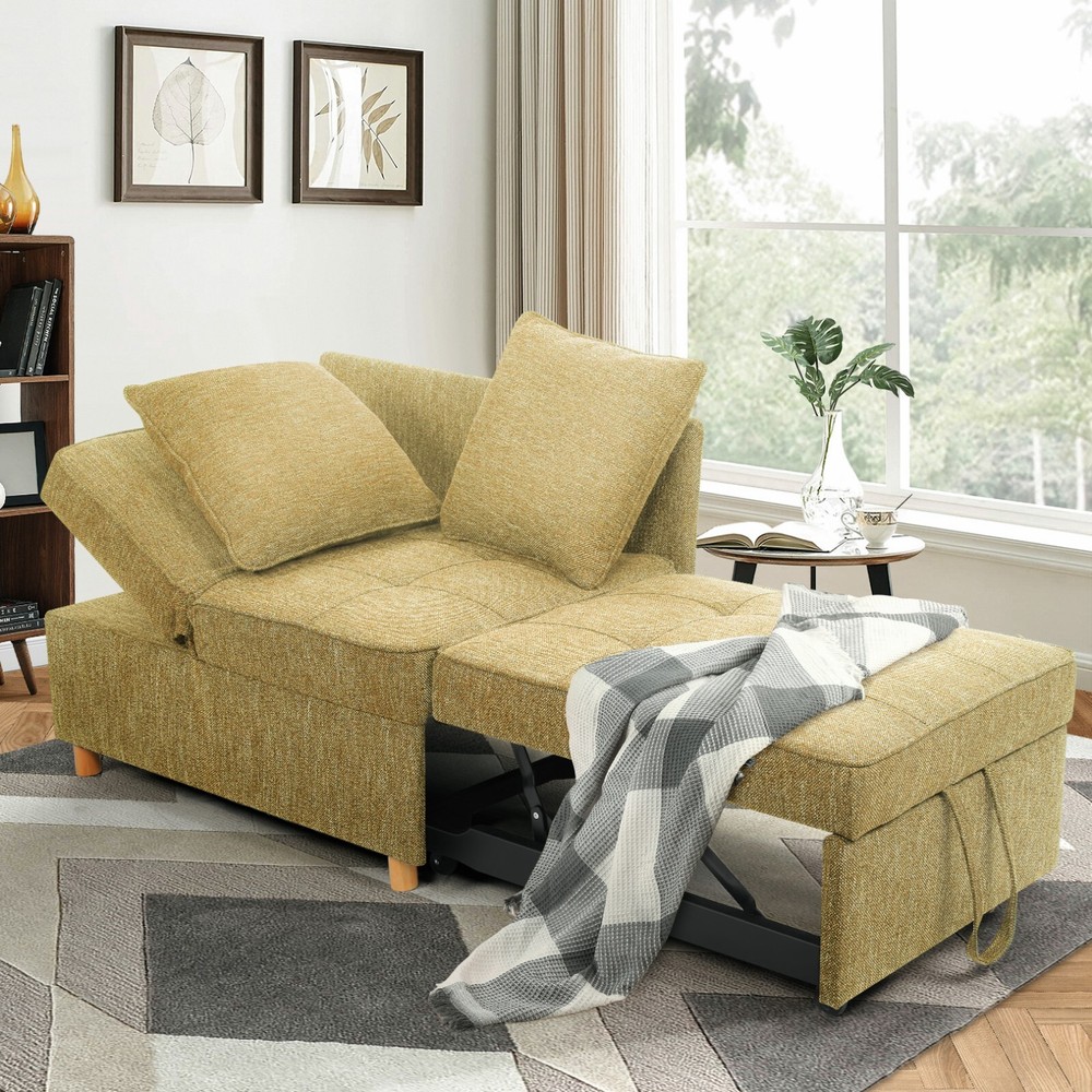 4-in-1 Folding Ottoman Sofa Bed, Convertible Chair Multi-Function Sleeper Sofa:】