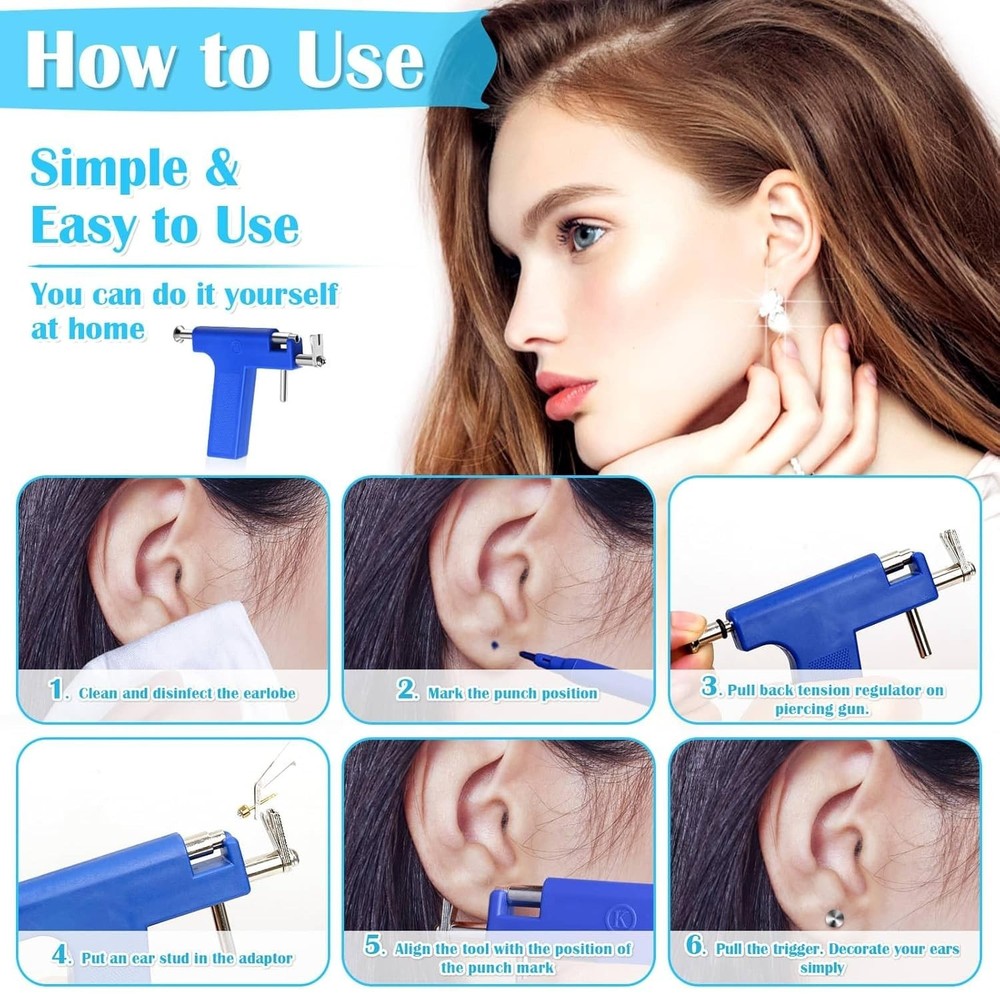 Professional Ear Piercing Gun Kit with Stainless Steel Studs