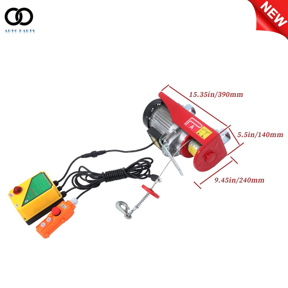 1320lbs Mini Electric Hoist 14ft Wired Remote + 328ft Wireless Remote Control