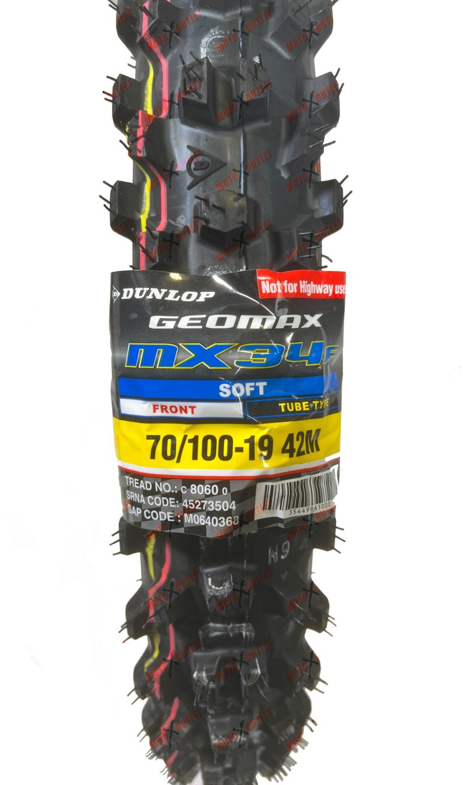 Dunlop 70/100-19 90/100-16 Tire Set MX34 Front Rear KX100 TTR125L Big Wheel