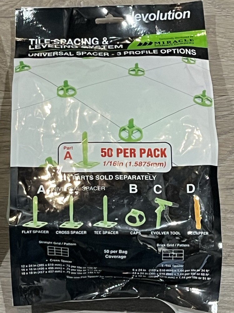 Miracle Sealants Levolution Tile Spacing & Leveling System 1/16in  50 pack