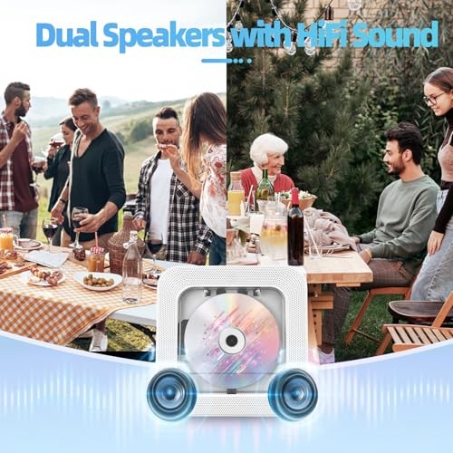 Vertical Aesthetic CD Player, Minimalist Desktop Disc Player with Bluetooth