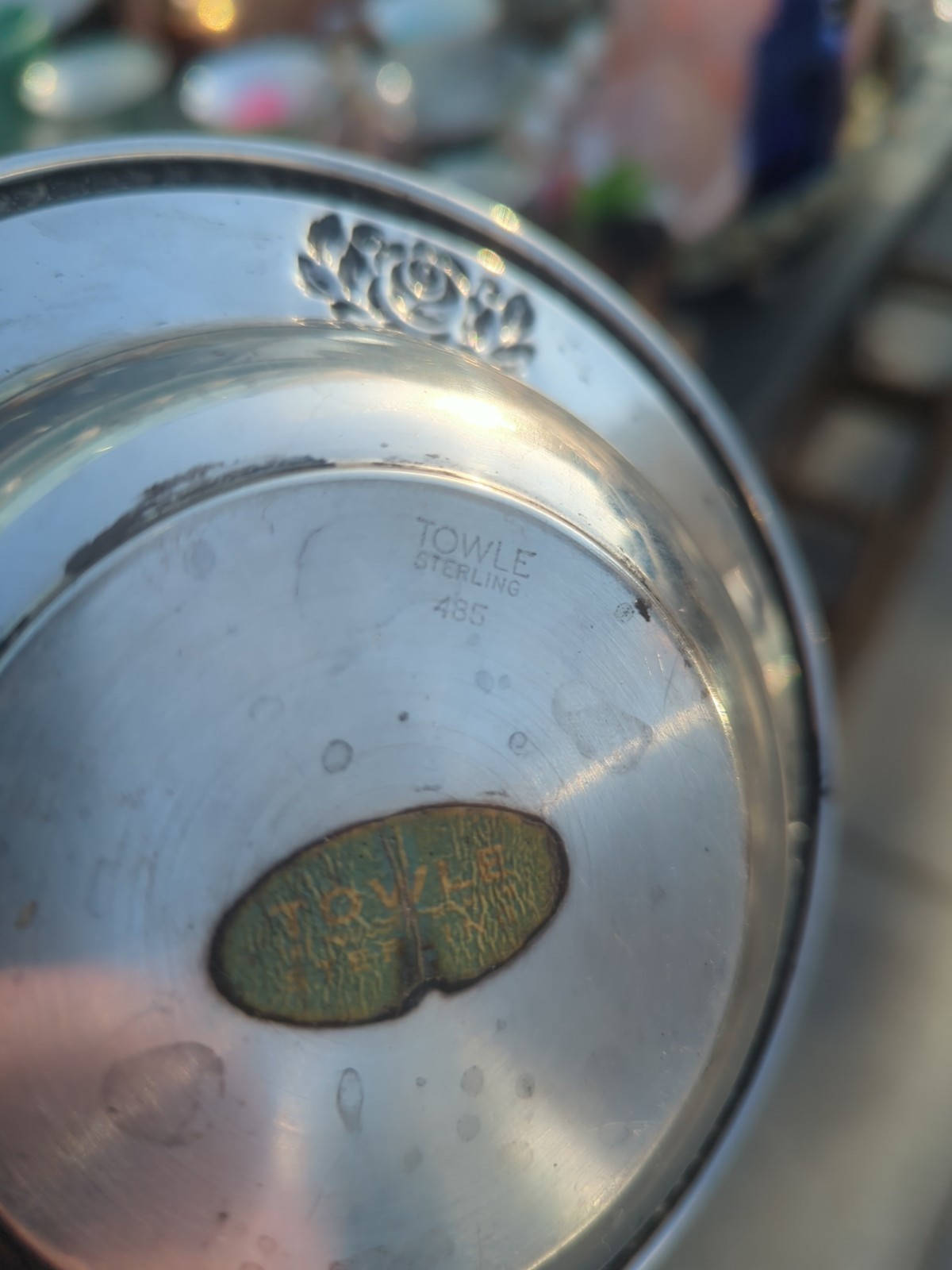 Sterling Silver Towel Roses & Laurel Leaf 6" Bon Bon Bowl 71 Grams