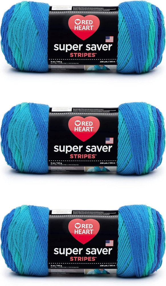 Super Saver Yarn, 3 Pack, Cool Stripe 3 Count