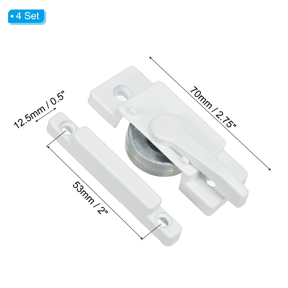 4pack Window Sash Locks Middle Hole Sliding Cam Sash Locks with Rectangle Keeper