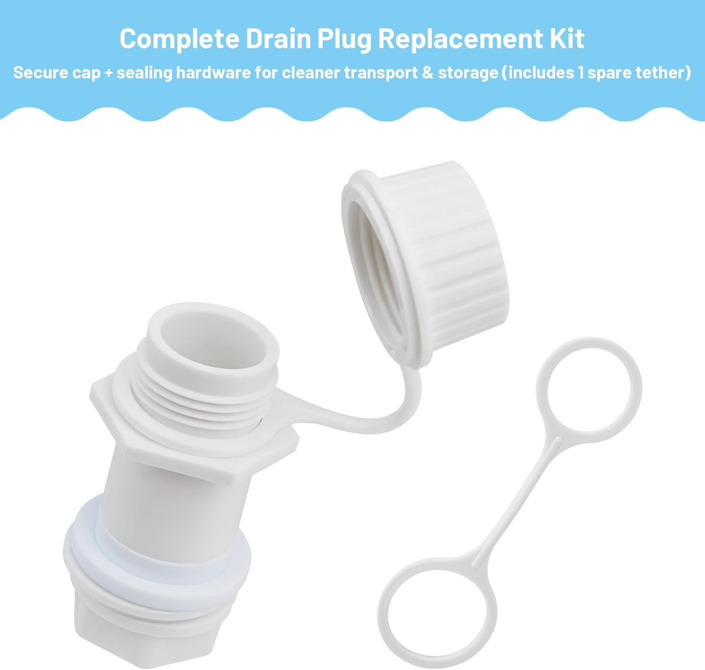Cooler Drain Plug Replacement Kit Compatible with Igloo 50–165 Qt, Threaded D...