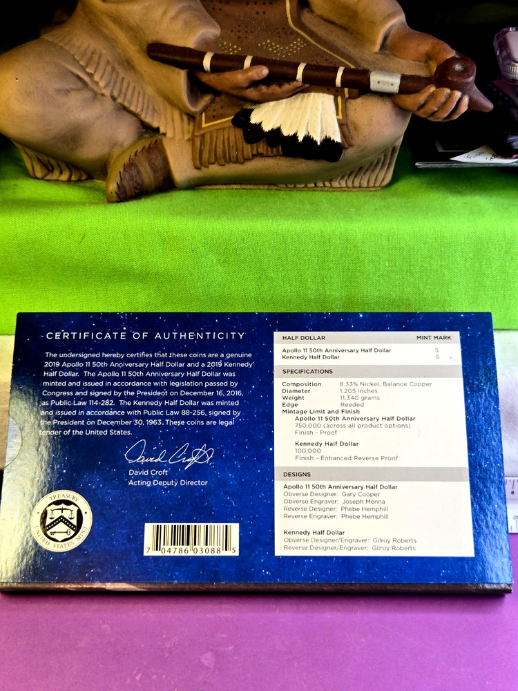 2019 Apollo 11 50th anniversary Half dollar set in Error packaging from Mint.