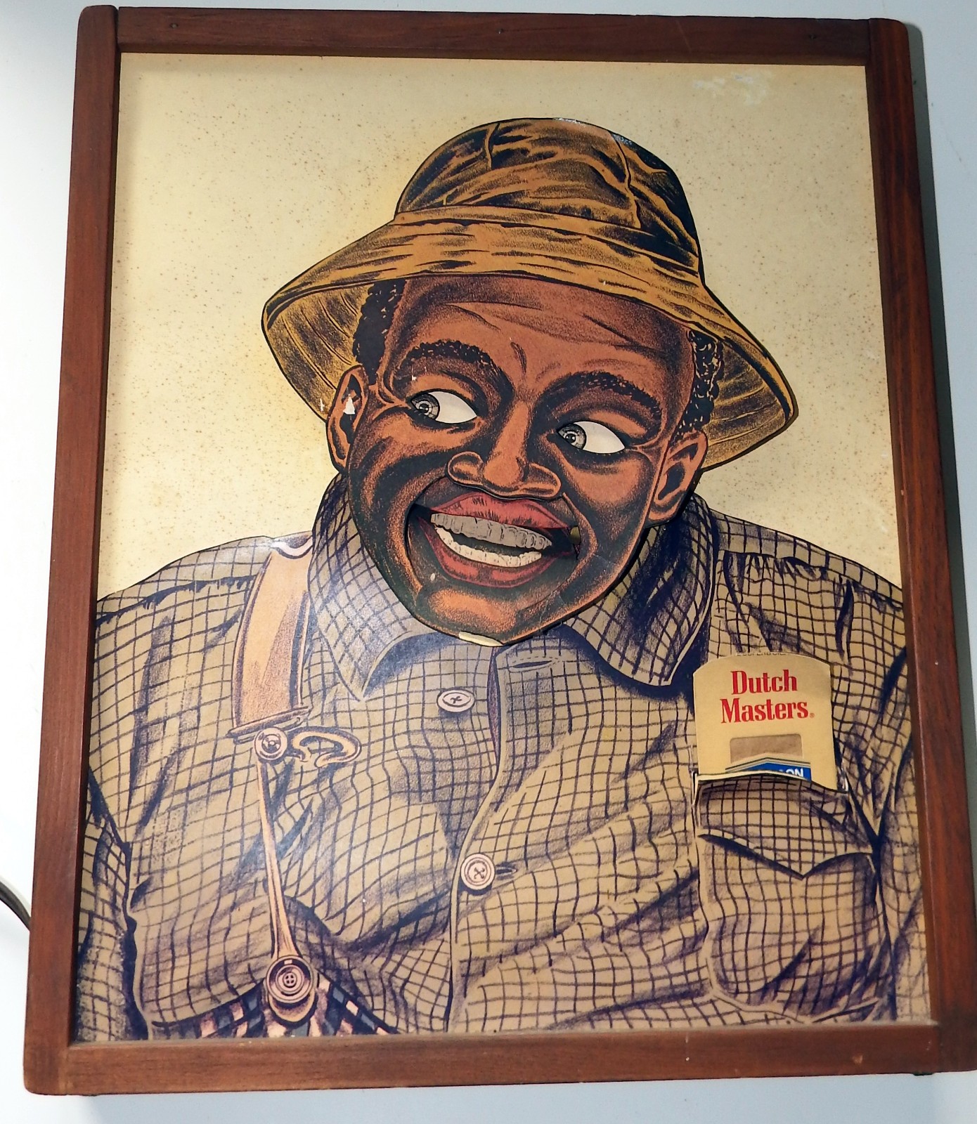 ***Rare Black American Dutch Masters Cigar Automaton Framed Advertising Piece***