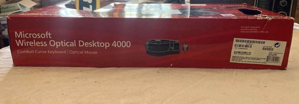 Microsoft Advanced Ergonomic Wireless Laser Desktop 4000 Keyboard Mouse G2U